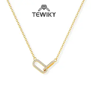 Tewiky Pendant Necklace for Women Dainty Simple Paperclip Choker Necklaces Cute Minimalist Open Oval Necklaces Jewelry For Valentine's Day gifts