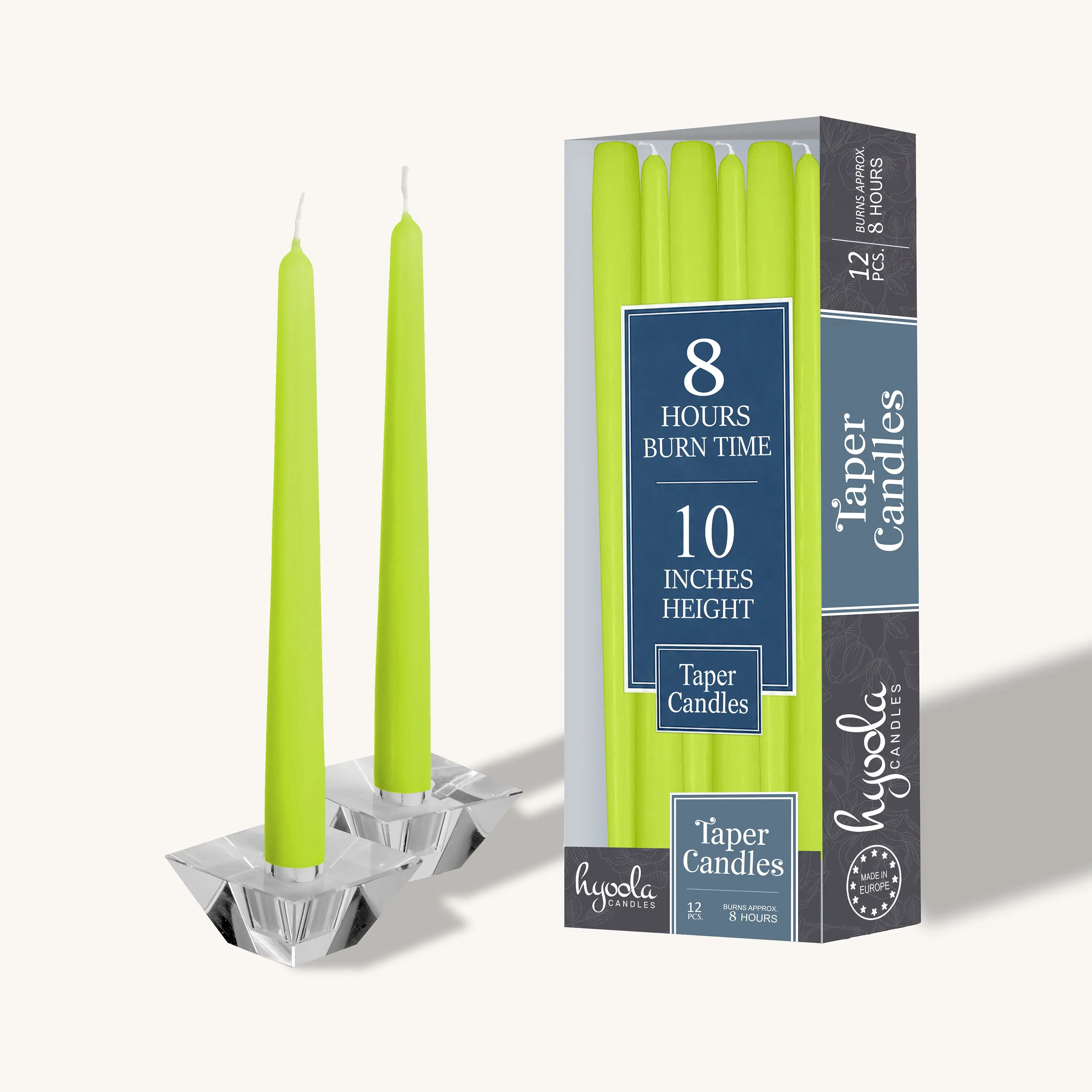 Unscented Lime Taper Candles - 10 in, 12 Pack - Home Decor Accent for Home Supplies