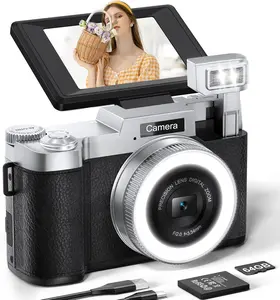 Digital Camera, 4K 64MP Cameras for Photography with 64GB Card, 18X Zoom Autofoucs Vlogging Camera for YouTube with 180° Flip Screen, Compact Vlog Travel Camera Kit for Beginner, Teens