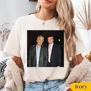 Jeffrey Epstein and Donald Trump 1997 American Hoodie, Jeffrey Epstein Shirt, Donald Trump Shirt, American Shirt, USA Shirt, Patriotic Tee,Graphic Print T-Shirt, Short Sleeve Crew Neck T-Shirt Women's Letter