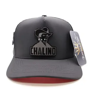 Chalino Tribute Black Mesh Snapback Hat – Red Undertone High Crown Cap w/ Acrylic Chalino Badge & Pin | Ranchero Chido