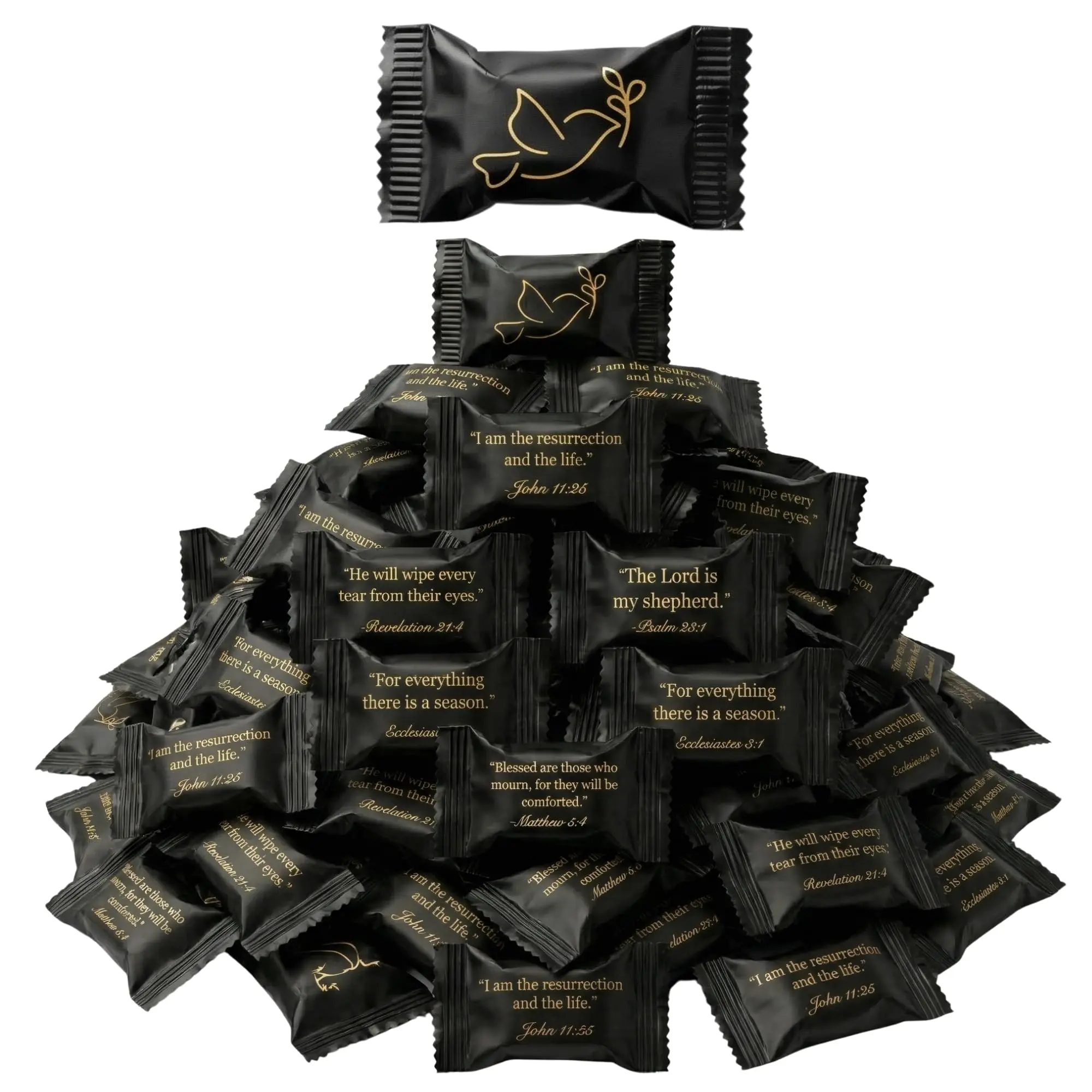 Funeral Favors for Guests – Sympathy Mints Individually Wrapped with Scripture Verses & Dove Design | Memorial Service Candy & Celebration of Life Keepsakes