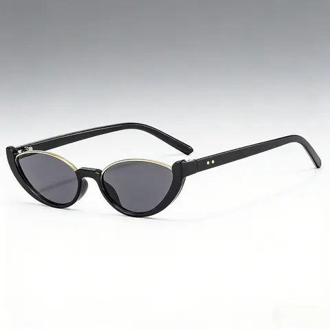 Women's Vintage Half-Frame Cat Eye Sunglasses - Resin Lens Sports Eyewear for Streetwear, Outdoor Wear, Fashionable Modern Trendy Accessories