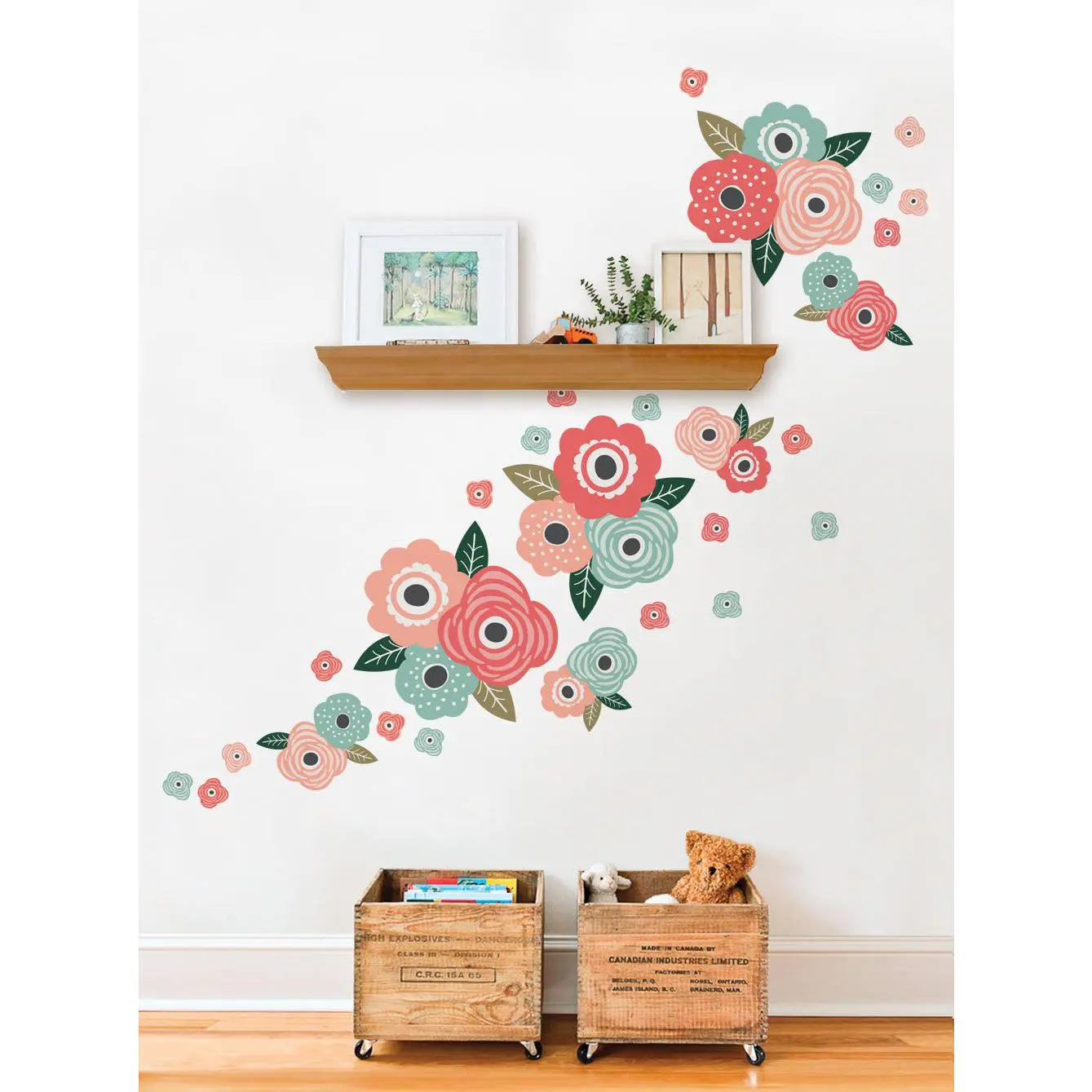 Kids Multicolor Vinyl Self-Adhesive Flower Wall Stickers, Nursery Home Decor Decorative Stickers, Self Adhesive Sticker