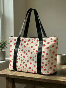 1 piece of Strawberry Printed Handbag, Large Capacity Travel Duffel Bag, Portable Overnight Bag, Fashionable Travel Bag, Yoga Gym Bag, Portable Crossbody Bag with Shoe Storage Compartment