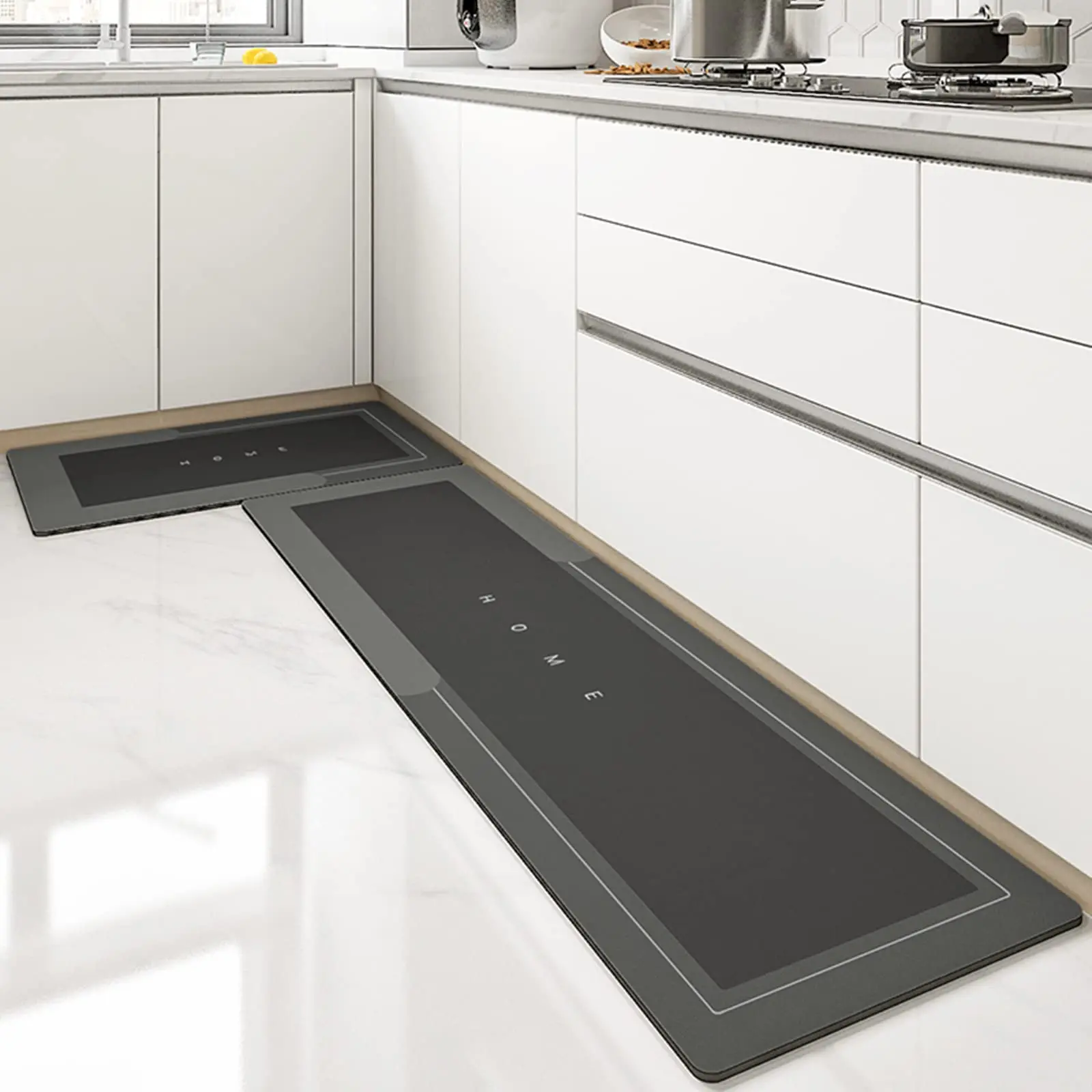Quick-drying Kitchen Mat Set Super Absorbent Stain-resistant Soft Non-slip Diatomaceous Earth Mat for Kitchen Bathtub Toilet Washbasin Geometric Pattern Design - Diatomite Rug