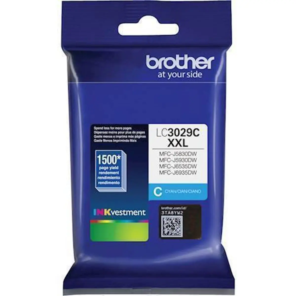 Brother LC3029 XXL INKvestment Super High-Yield Cyan Ink Cartridge, 1500 Page Yield