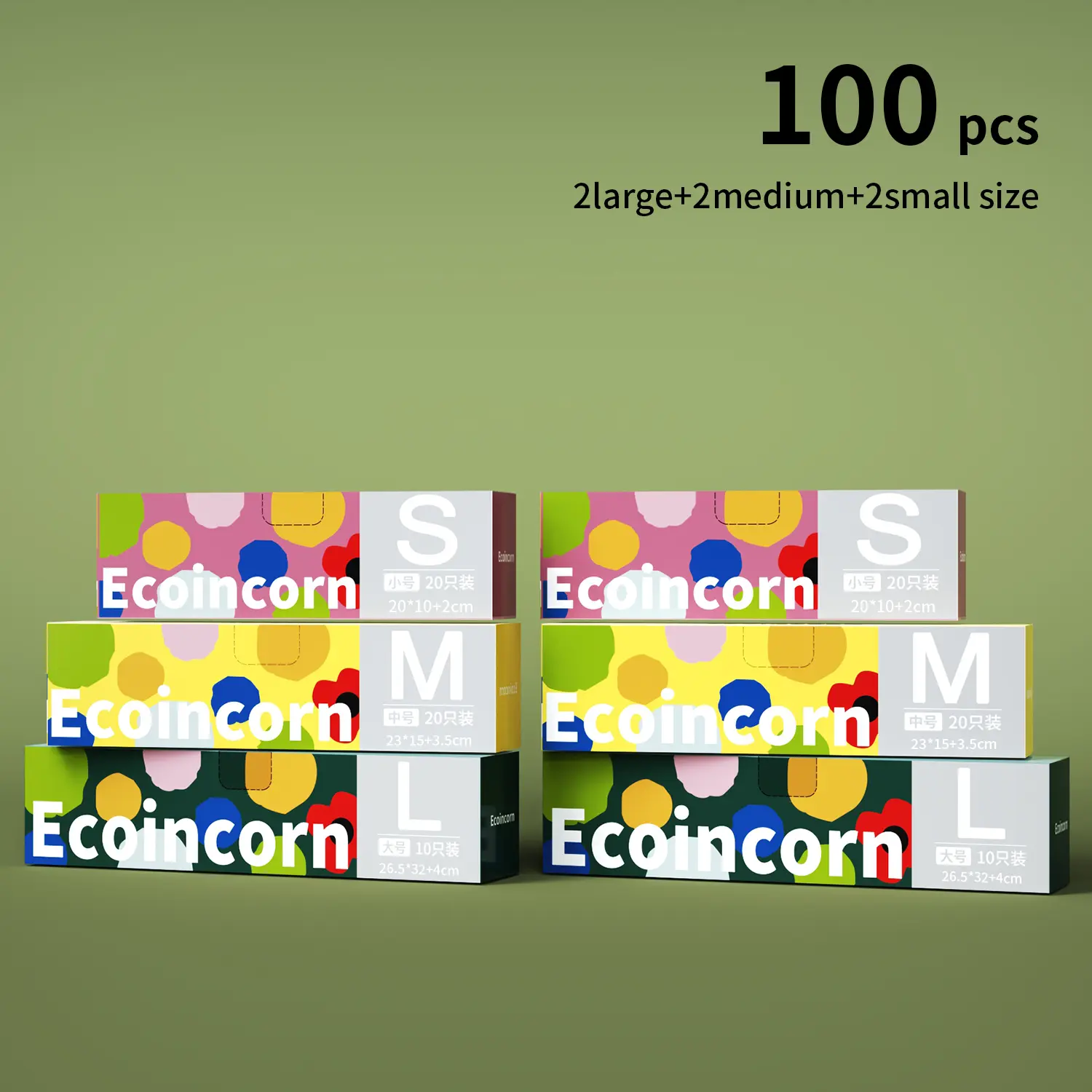 100 pieces (S+M+L)