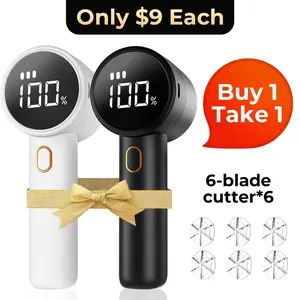 [Buy 1 Get 1]2026 New Lint Remover Free 6 Spare Blades Cordless Fabric Shaver Rechargeable Portable Sweater 3 Speeds Digital LED Display for Clothes Furniture Sweater Couch Blanket