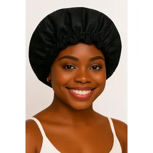 House of Isis Satin-Lined Waterproof Shower Cap – Adjustable XL Fit for Textured & Curly Hair, 100% Waterproof, Soft Satin Lining, Edge-Safe, Non-Slip, Reusable