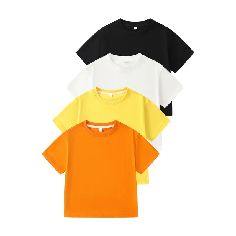 #SummerVibes 4-piece boy summer candy-colored short-sleeved children's round neck solid color T-shirt boy outdoor casual wear Playful Sports