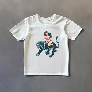 Retro 90s Tattoo Graphic Baby Tee, Vintage Panther Tshirt, Surf Shirt, Y2k Baby Tee, Old Tattoo Shirt, 2000s Clothes, Beach Shirt