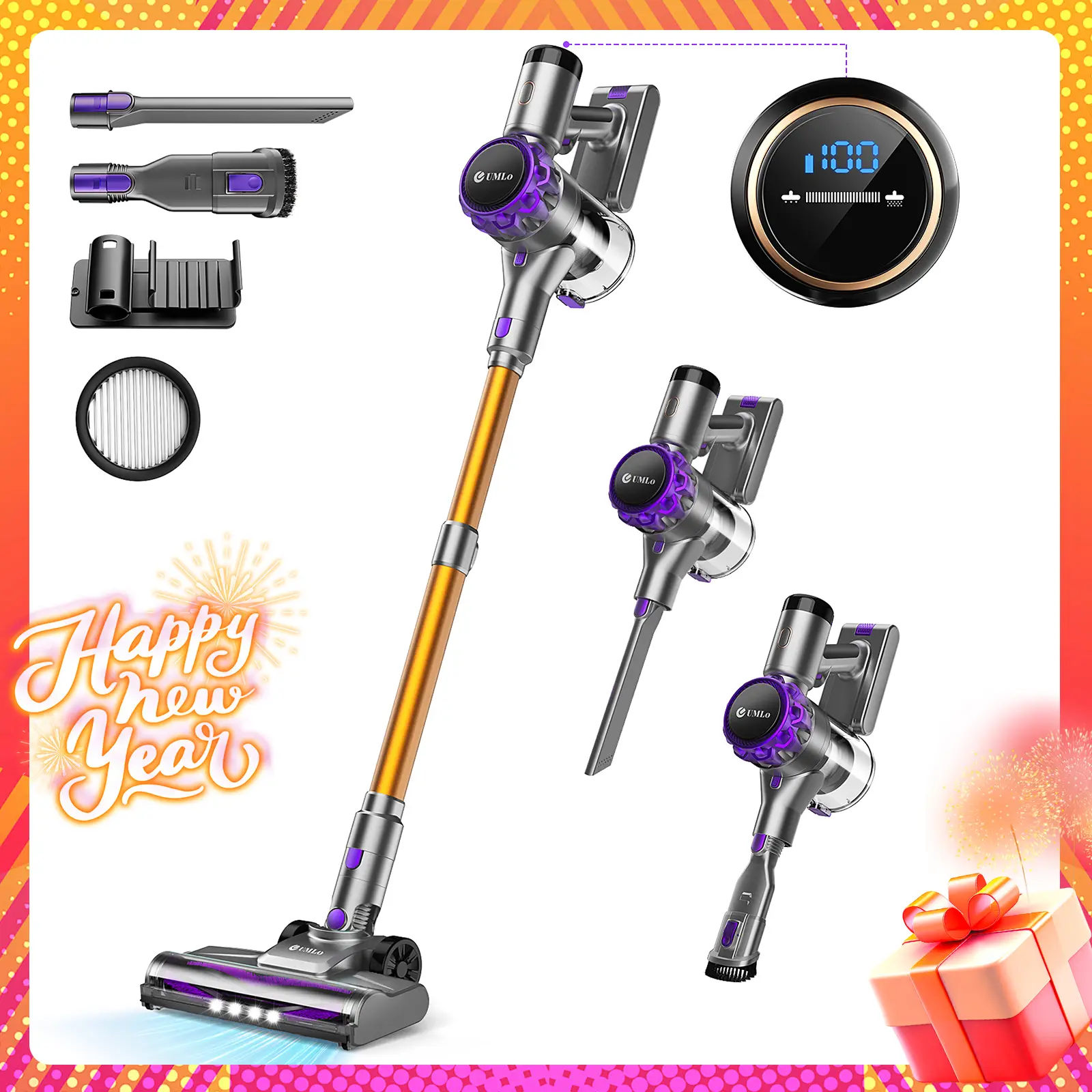Cordless Vacuum Cleaner, Stick Vacuum with Powerful Suction, 2600mAh Battery, 55 Mins Runtime, Lightweight Rechargeable Vacuum[For Hard Floor/Carpet/P