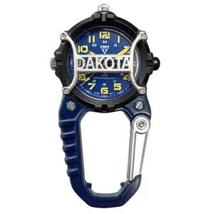 Dakota Analog Caged Clip, Fob Premium Durability Outdoor Gifts for Men, Use for Field and Work, Quality Pocket Watch, Tactical with LED Flashlight with or Without Dial Protector - Blue - Dial Cage