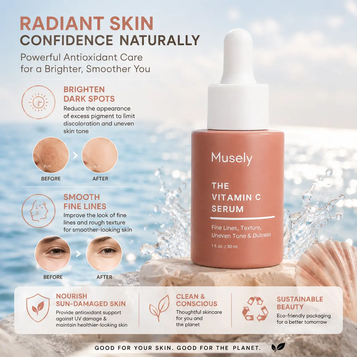 NEW Musely Vitamin C Serum, Skin Repair Treatment for Brightening & Anti-Aging (Beauty & Personal Care Essential)