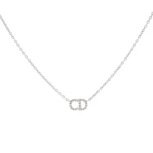 Pre-owned DIOR Clair D Lune CD Letter Necklace – Gold Tone Metal, Crystal Details, Adjustable JLP009720 Joyce