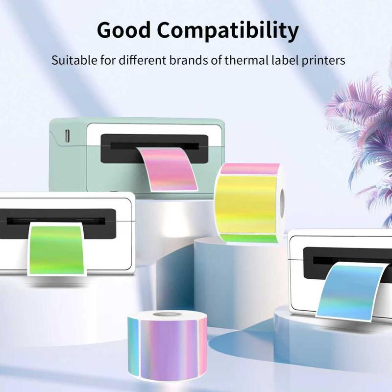 STARBOLING Square Thermal Labels Stickers 2" x 2", Holographic Thermal Stickers Labels, Glitter Self-Adhesive Direct Thermal Label for Small Business- Holographic
