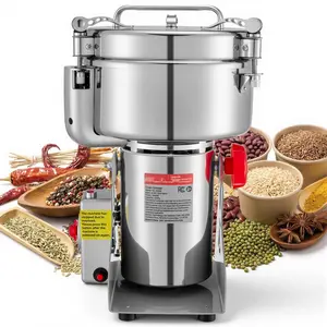 2500g Electric Grain Mill Grinder, 3400W 32000RPM High Speed Spice And Corn Dry Grinding Machine, Stainless Steel Pulverizer Powder Grinder For Dried Grains, Coffee Beans, Spices, Nuts, 270° Swing Type