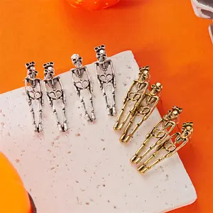 4pc Halloween Skeleton Detachable Earrings Perfect for Halloween Parties and Costumes with Unique Design and Secure Fit