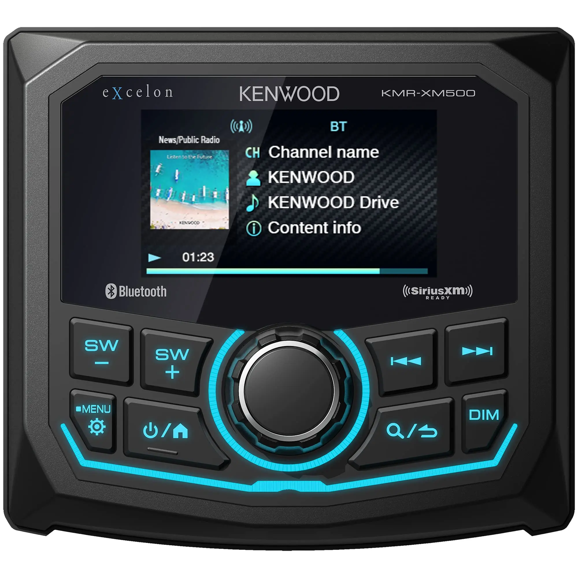 Kenwood KMR-XM500 2.7 Inch Color Bluetooth Marine Receiver - 3" Gauge Mount