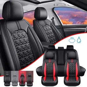 Leather Pickup Seat Covers For Chevy Silverado GMC Sierra 2007-2025 1500 2500HD 3500HD Crew Cab, Ford F150 , Toyota Tacoma / Tundra , Dodge Ram 1500 2009-2023 2500 3500 Front Seat Full Coverage For Truck Car Interior Accessories