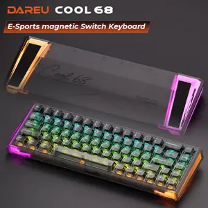 DAREU COOL68 HE Magnetic Keyboard with 0.01mm RT Accuracy, Adjustable Actuation Hall Effect Keyboard, 0.1ms Latency, 65% Wired Gaming Keyboard, 8000Hz Polling Rate, Rapid Trigger RGB Keyboards for Gaming