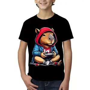 Kids' Sports 3D Print Capybara T-Shirt - Funny Graphic Tee, Cute Shirts, Lightweight Fit, Cool Short-Sleeve, Comfortable Summer Wear for Boys