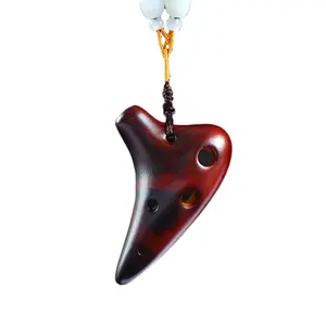 Yadi Mini Ocarina Keychain, Compact Form, 6-hole SSF tuning, super high F key, imitation bird sound, ceramic musical instrument pendant, perfect gift with illustrated instruction manual, easy to learn.