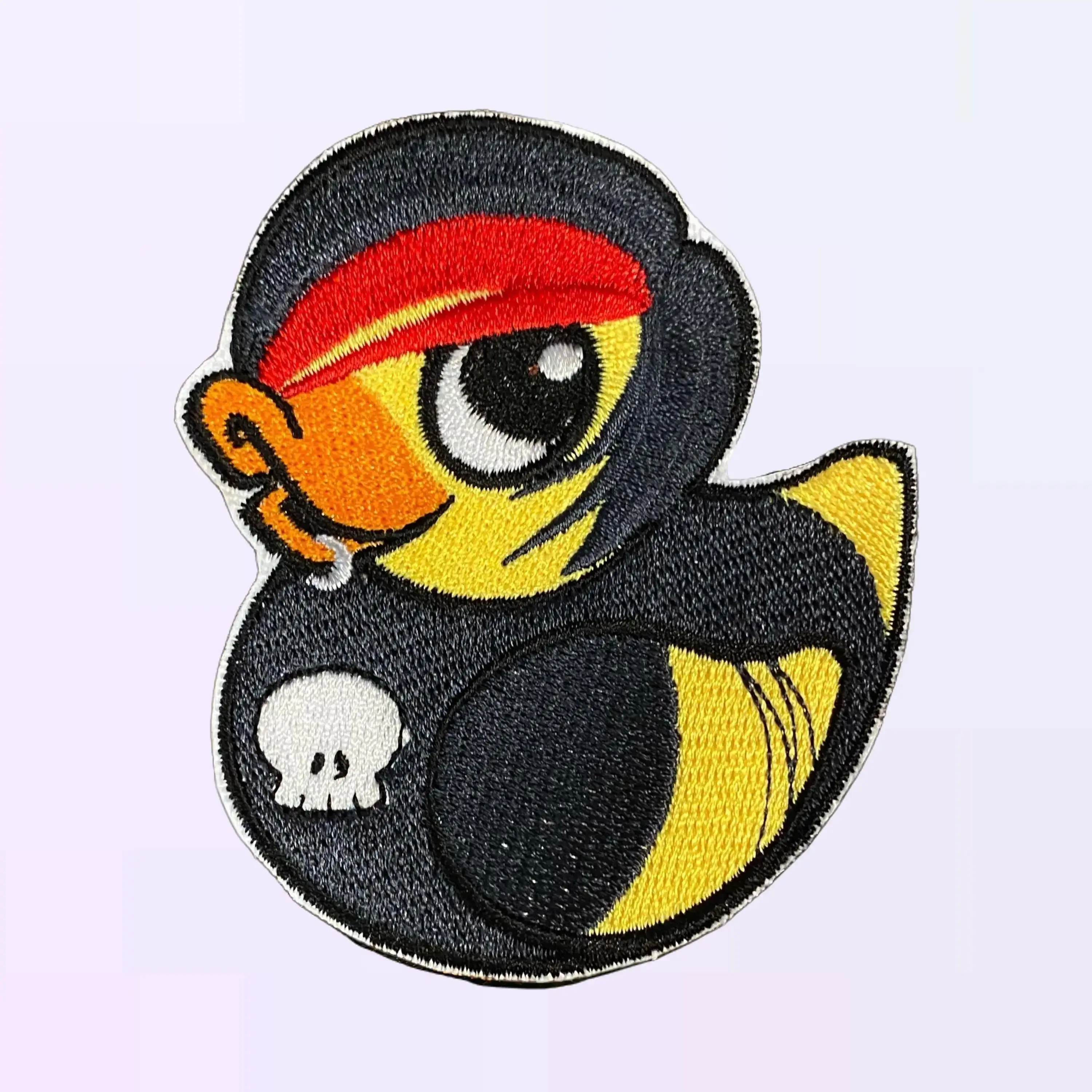 Emo Duck Embroidery Iron-On Applique Custom Patch - Cute Skull Design, 2.76"x3.19" Pocket-Sized Polyester Yarn Fabric, Double-Sided Fusible, Easy Sew/Iron-On for Jackets, Backpacks, Custom Patches