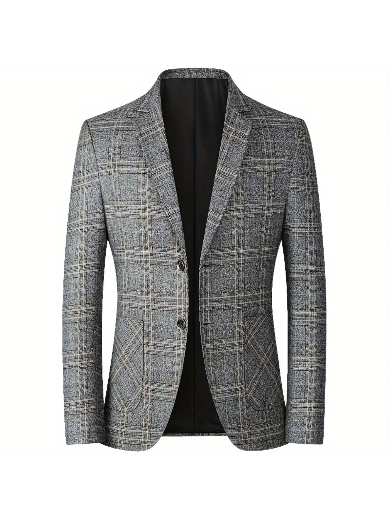 1pc TNZI men's checked Plaid suit jacket, casual suit, spring and autumn thin suit collar men's fashionable and elegant button versatile jacket men's loose long-sleeved comfortable jacket, Menswear