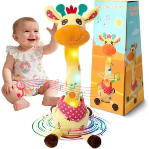 Dancing Talking Giraffe Stuffed Animals, Singing 10 Children's Song, Repeats What You Say, Colorful Glowing Giraffe Plush Baby Toys for Toddlers 1-3 Years,Easter Day Gifts for Kids