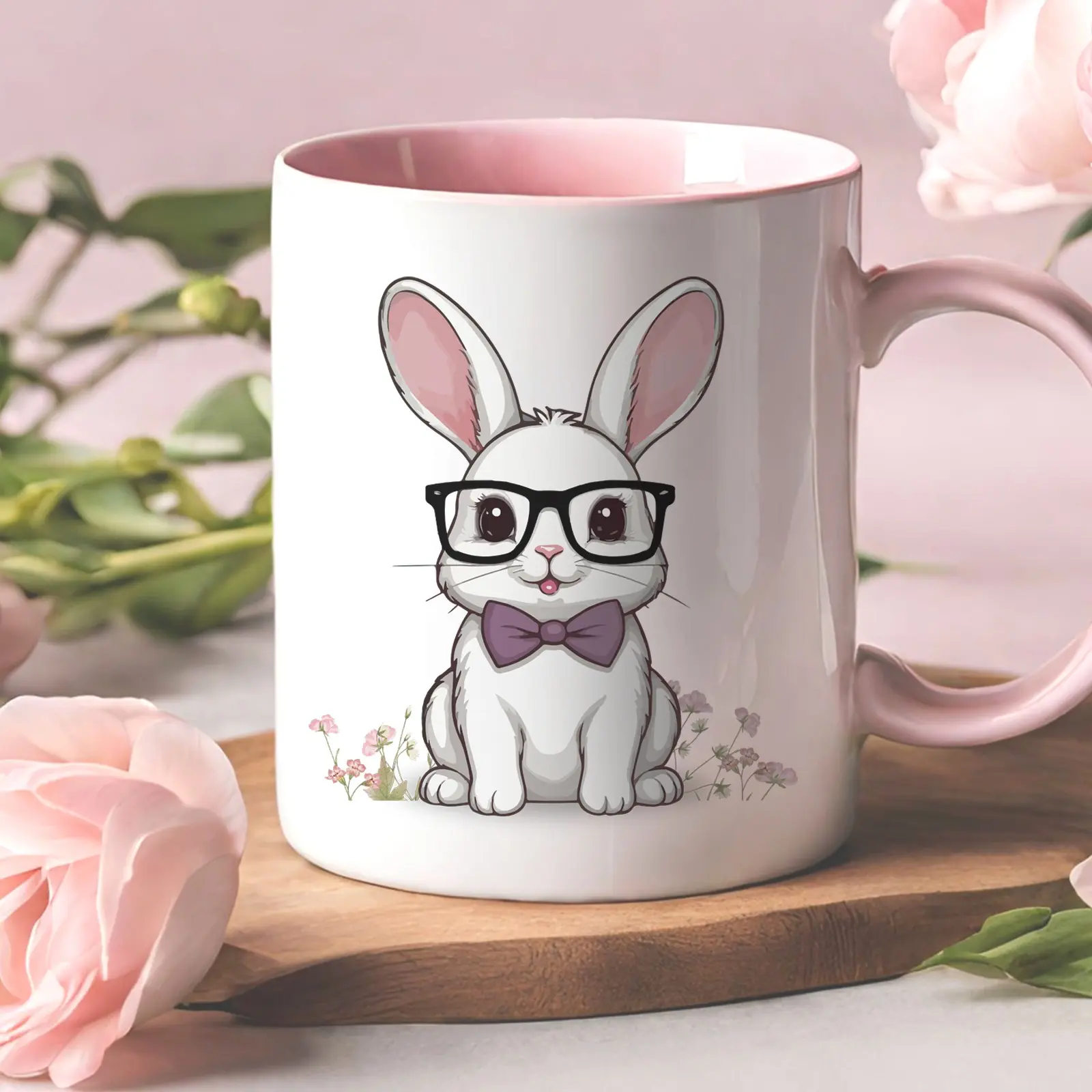 Nerdy Bunny Mug, Cute Easter Gift for Science Teachers, Scientists, Lab Techs, Computer Programmers, Geeks and Nerds Ceramic Coffee Drinkware Reusable