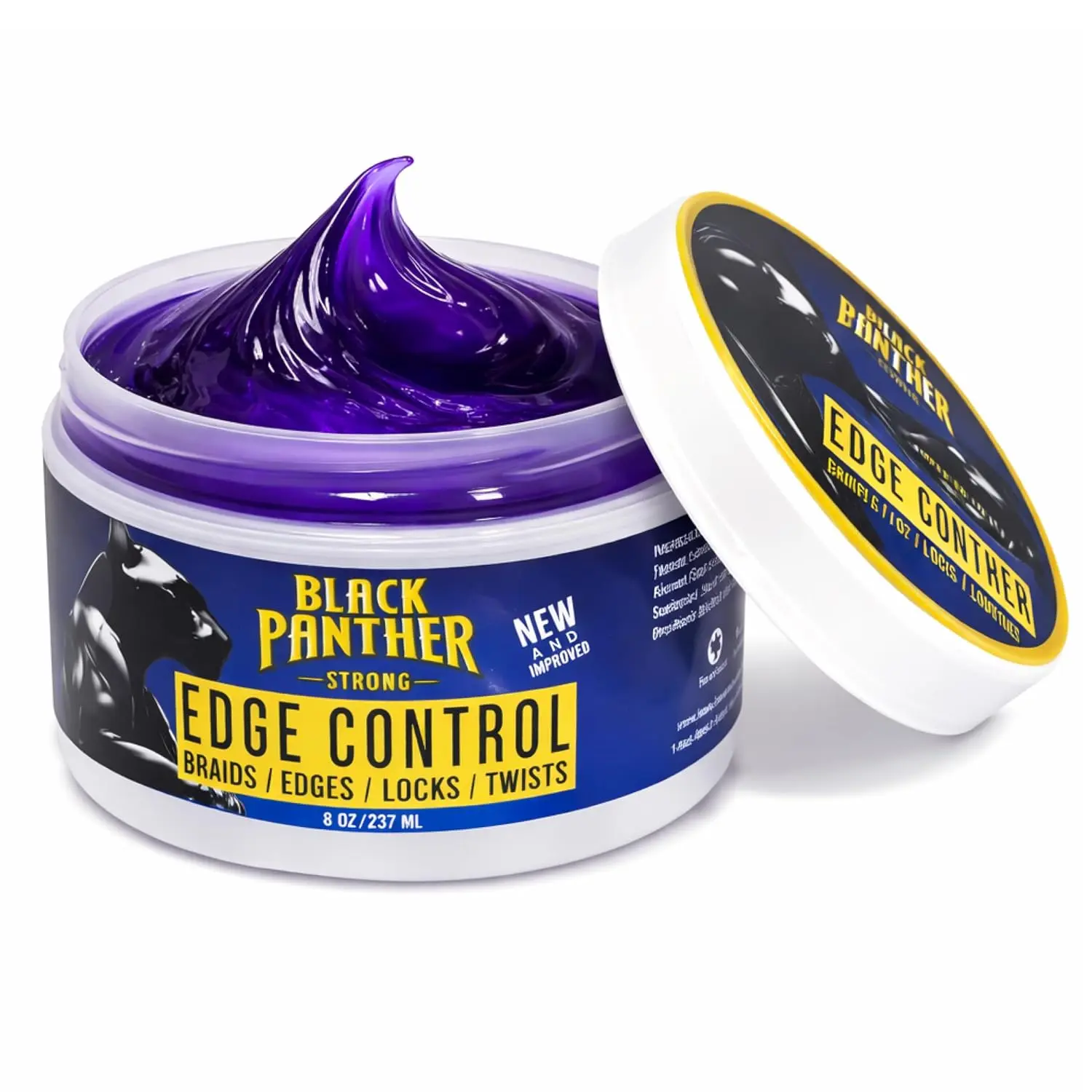 Edge Control Humidity Resistant For 4C Natural And Relaxed Hair, Non-Greasy, Non-Flaking, No White Cast, Long Lasting, Enriched With Castor Oil, Coconut Oil and Aloe to Support Hair Growth. By Black Panther 8 oz