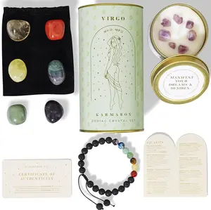 VIRGO Zodiac Crystal Set - Healing Stones & Tumbled Crystals Gift Box - Astrology Gifts for Women, Spiritual Birthday Gifts, Horoscope Manifestation Kit with Healing Bracelet, Stones for Meditation, Wellness & Energy Balancing, Unique Celestial