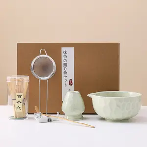 6-Piece Matcha Tool Set with Ceramic Bowl, Whisk & Cat Figurine, Beginner's Gift Set for Valentine's Day, Perfect Present for Friends & Family, Matcha Kit Set, Tea Making Tools