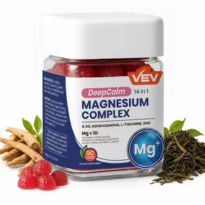 VEV DeepCalm Magnesium Complex Gummies - Ashwagandha & L-Theanine Blend with D3 & Zinc, 90 Count, Mothersdaygift, Summervibes