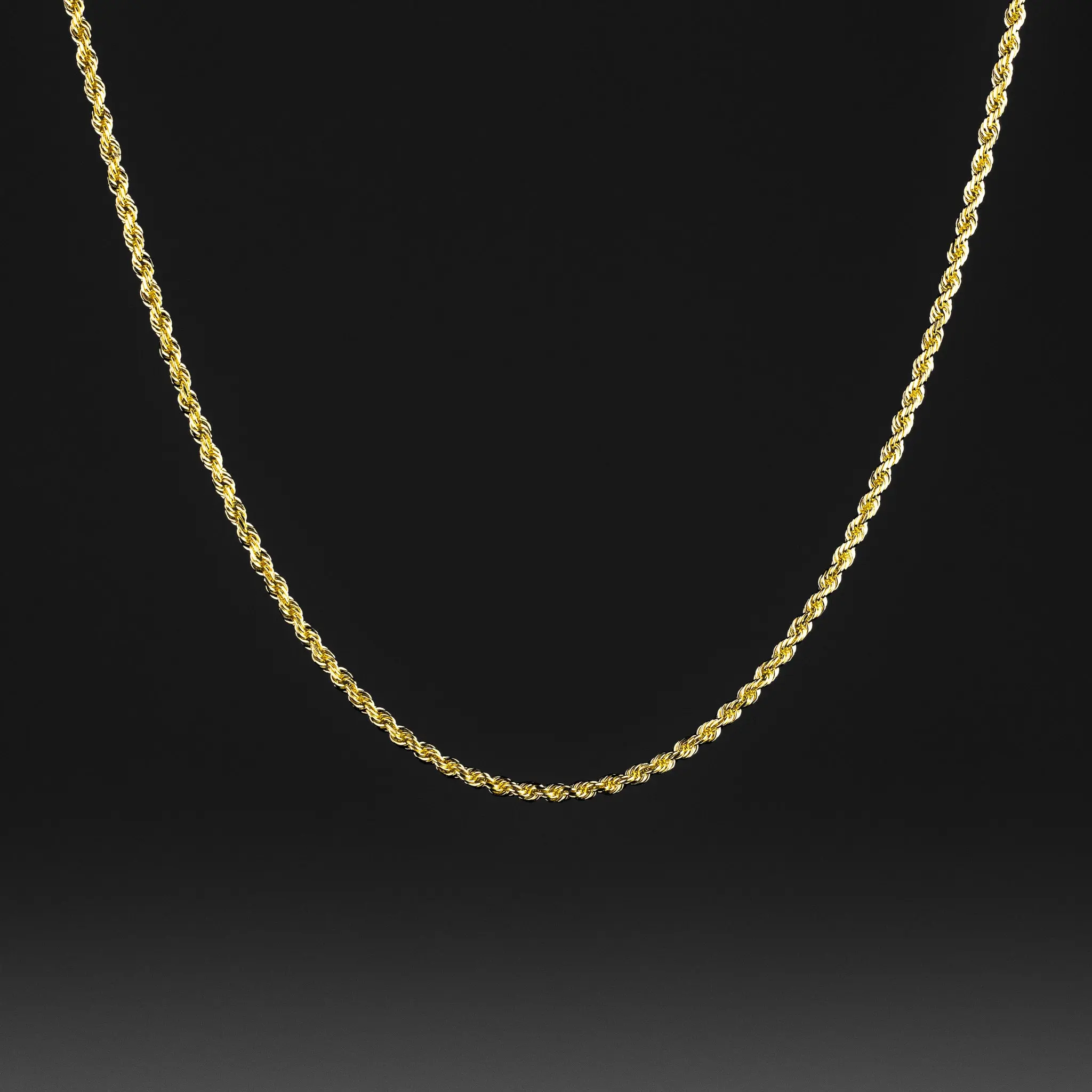 14K Gold 1.5mm Solid Diamond-Cut Classic Rope Chain - Model CH-0390