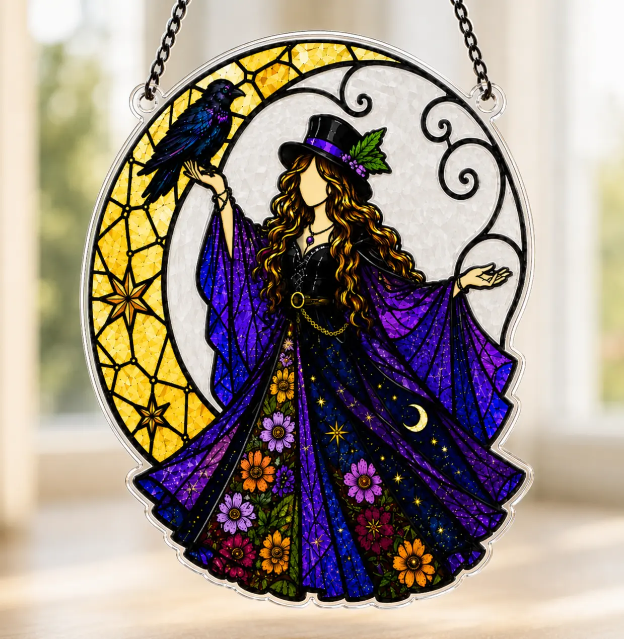 Raven Moon Stevie Nicks Witch Acrylic Suncatcher, Fleetwood Mac Stevie Nicks Suncatcher