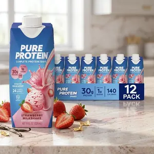 Lactose-Free Strawberry Protein Shake | Strawberry Protein Shake, 30g Complete Protein, Ready to Drink and Keto-Friendly, Vitamins A, C, D, and E plus Zinc to Support Immune Health, 11oz Bottles, 12 Pack