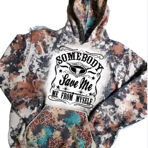 Somebody Save Me Cowhide Bleached Hoodie