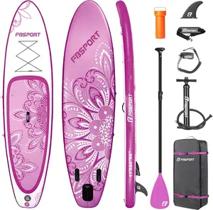 FBSPORT Inflatable Stand Up Paddle Board 11', Extra Wide Stable SUP with Non-Slip EVA Deck, 350lbs Capacity, Premium Accessories Kit, Pump, Paddle & Carry Bag for Beginners, Yoga & Fishing
