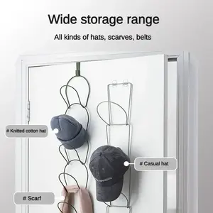 Stainless Steel 5 Hooks Storage Rack for Hats Scarves Bags & Baseball Caps - Black 81CM x 9CM Wall Mount Organizer for Closet Bedroom - White