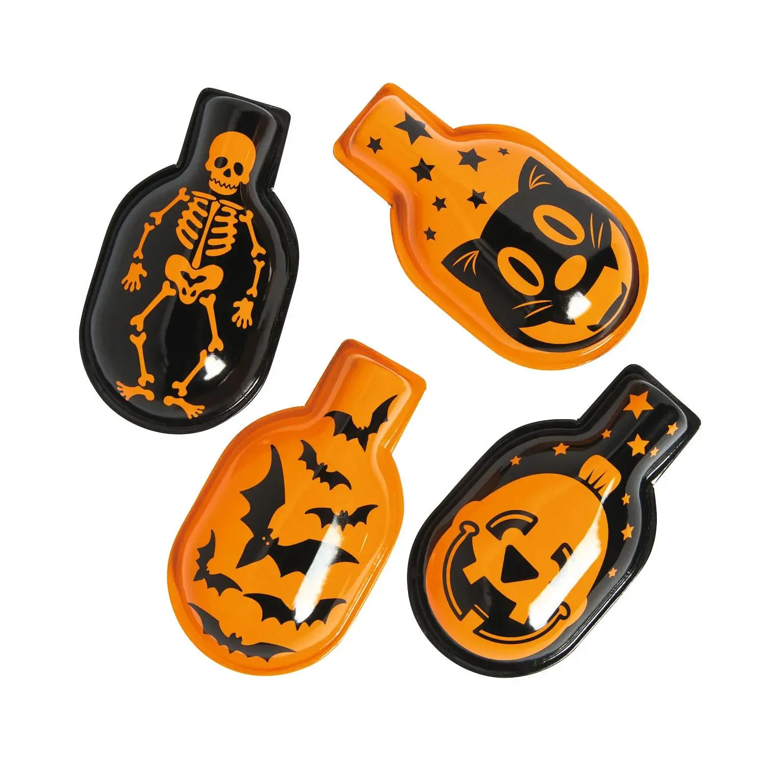 2 1/2" Mini Halloween Character Black & Orange  Metal Clicker Toys - 12 Pc.