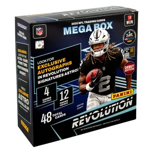 Panini 2025 Revolution Football NFL Trading Cards Mega Box - 48 Cards, 12 Packs, Exclusive Autographs & Astro Parallels