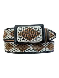 Western Style Embroidered Leather Belt Cinto Vaquero Bordado de Piel Cinto Charro