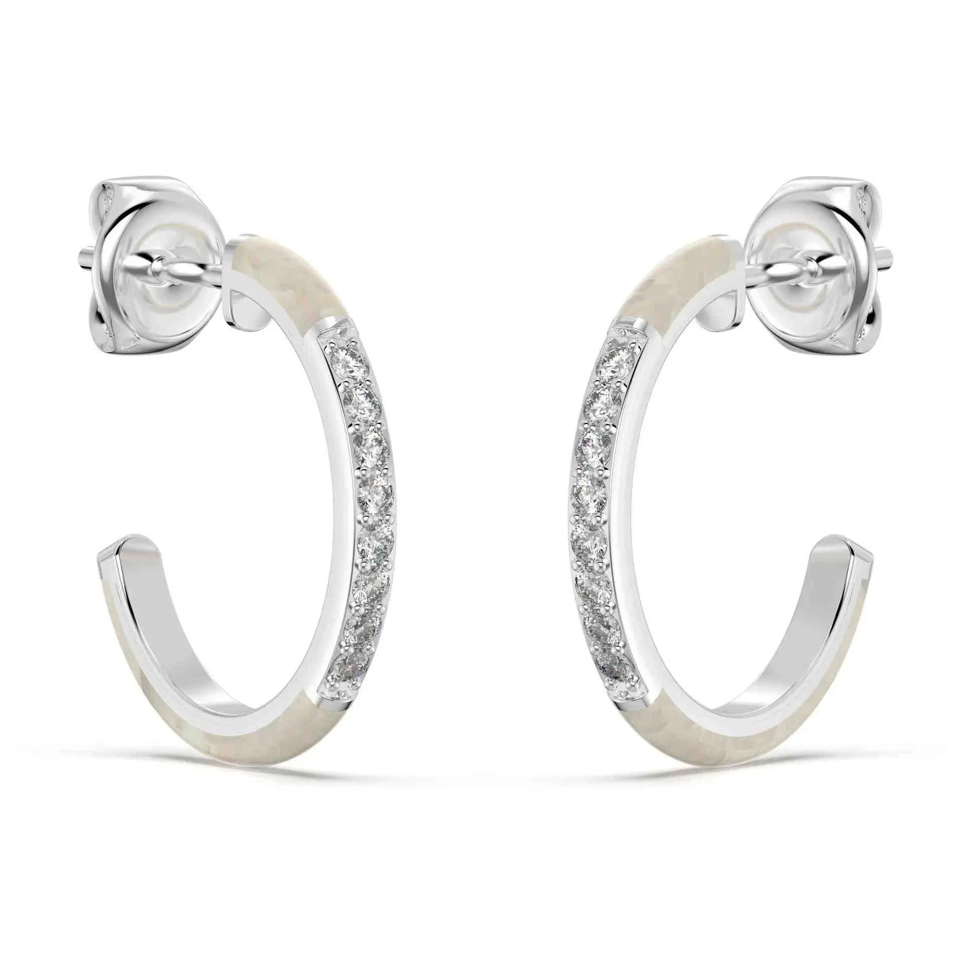 Vida Lab Diamonds Ceramic Chic Golden Hoop Earrings, Sterling
