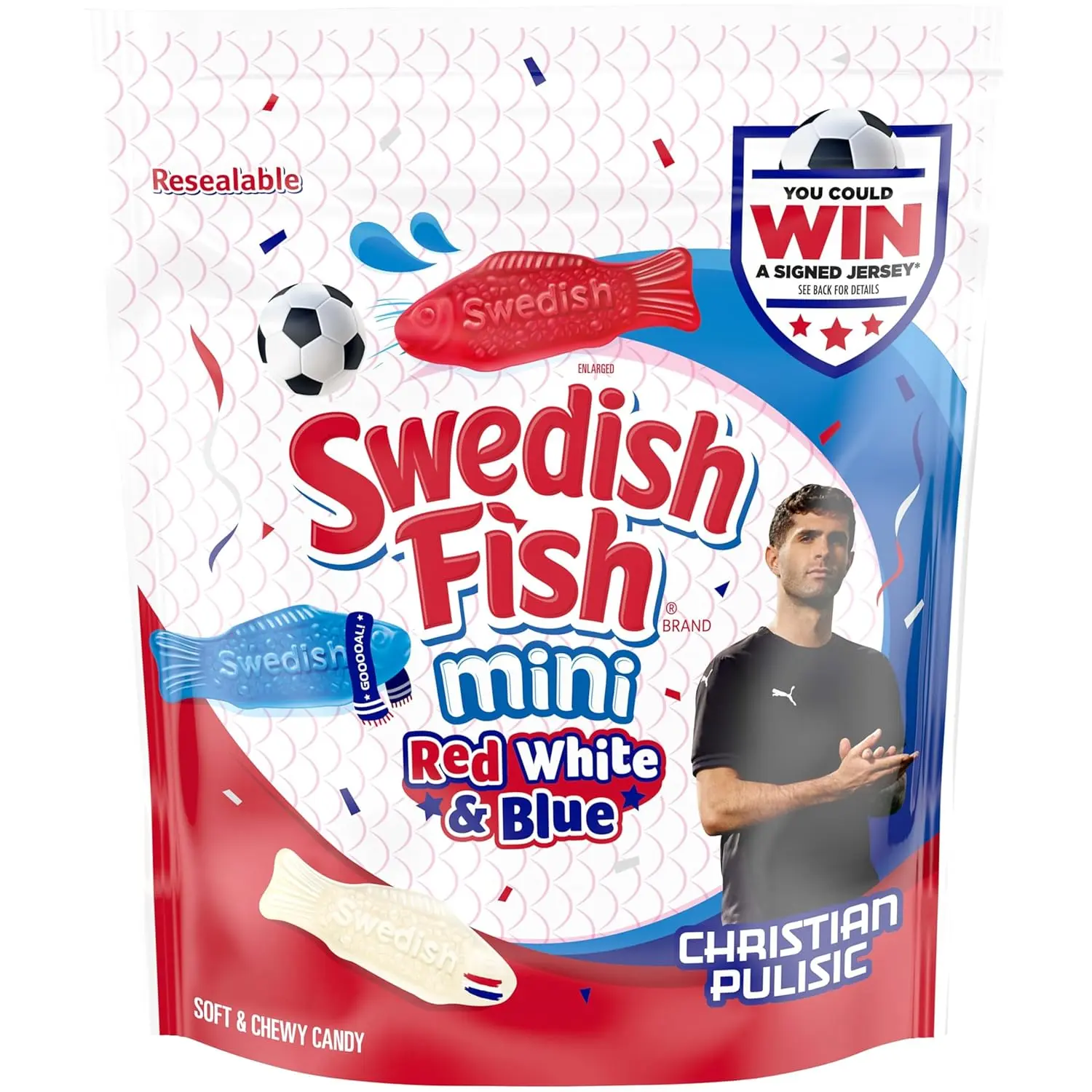 SWEDISH FISH Mini Red, White & Blue Soft & Chewy Gummy Candy, Bulk Candy, 1.8 lb