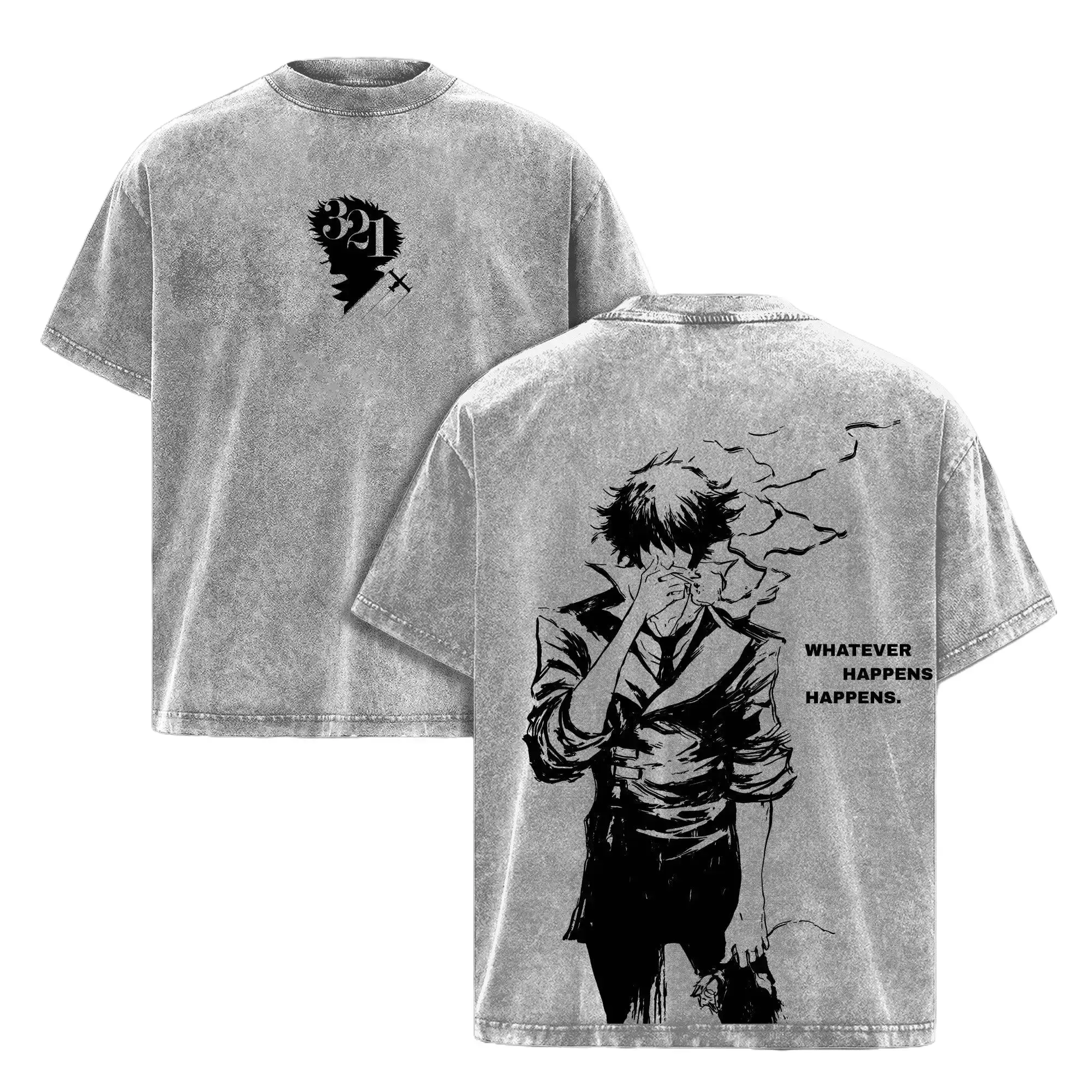 Cowboy Bebop Washed T-Shirt, Vintage Anime Oversized Tee, Heavy Cotton Streetwear Shirt 90s graphic good tees Casual American Short Sleeve Unisex T-shirt,Gym & Streetwear | Y2K Japanese Anime Graphic Tee | Oversized Vintage Anime Washing T-Shirt
