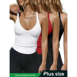 (New)[Plus Size]Solid Color Top, Casual Sleeveless Top for Summer, Women's Plus Clothing for Daily Wear, Camisole, Womenswear