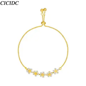 New Zircon Petals Fashion Bracelet Women's Plant Flower Daily Wear Bracelet